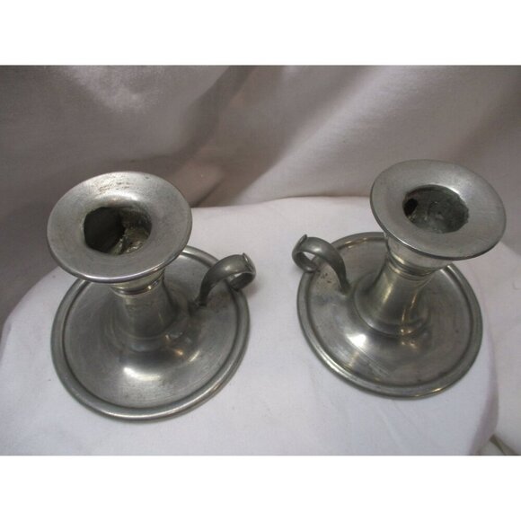 Everlast Pewter Candle Holders Vintage Hand crafted early American silver - Picture 2 of 9